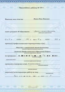 Вкладыш к диплому Вкладыш к диплому